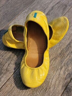 Tieks by Gavrieli Italian Patent Leather Ballet Flats Shoes Bright Lemon Yellow
